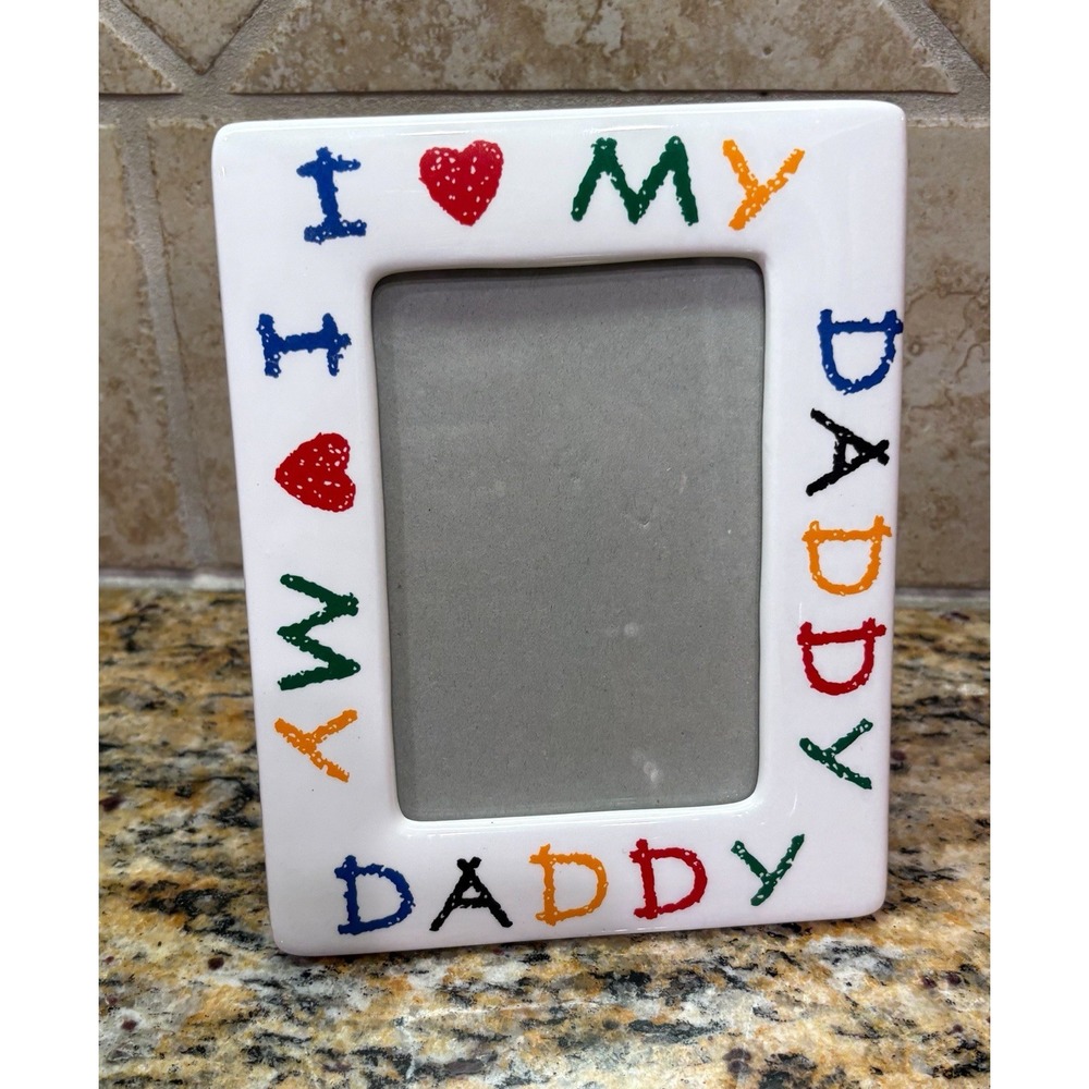 Vintage I Love (heart) My Daddy Ceramic Picture Frame 3.5 X 5 Photo Ceramic